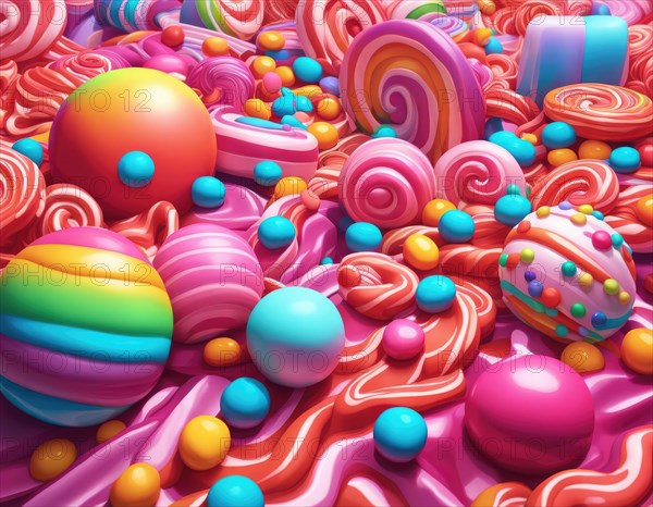 Abstract and fantastic background of colorful candies, AI generated