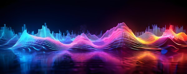 AI generated abstract art conveying sound waves and digital particles