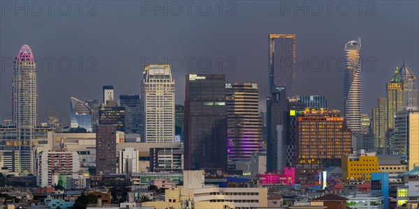 Panorama from Golden Mount, skyline of Bangkok, Thailand, Asia