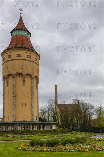 Historic water tower, C. Franz Brewery, Murgpark, former residence of the Margraves of Baden-Baden, Rastatt, Baden-Wuerttemberg, Germany, Europe