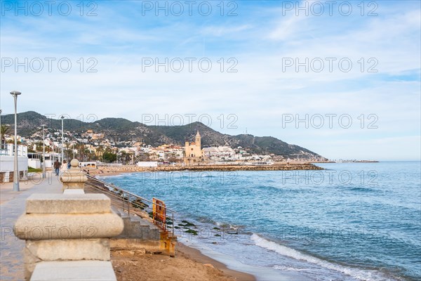 Beach and promenade in Sitges, Spain, Europe