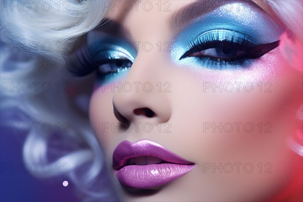 Close up of face of Drag Queen. KI generiert, generiert, AI generated