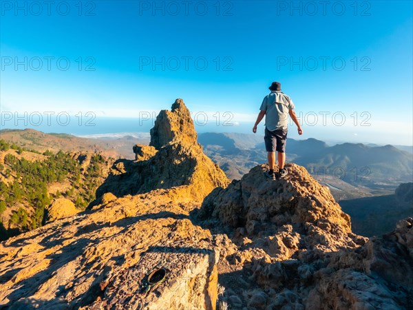 A male tourist at Pico de las Nieves in Gran Canaria, Canary Islands