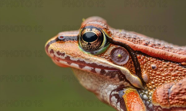 Close-up portrait of a Rana arvalis in profile AI generated