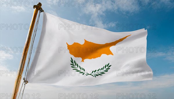 The flag of Cyprus flutters in the wind