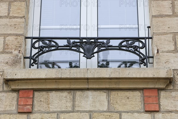 Window railings and balconies on residential buildings designed by Hector Guimard in the Art Nouveau style and produced in the municipal metal foundry Fonderies de Saint-Dizier, Saint-Dizier, Haute-Marne department, Grand Est region, France, Europe