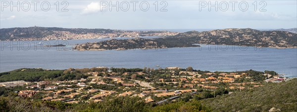 View of the coast at La Maddalena, panoramic photo, Palau, Sardinia, Italy, Oceania