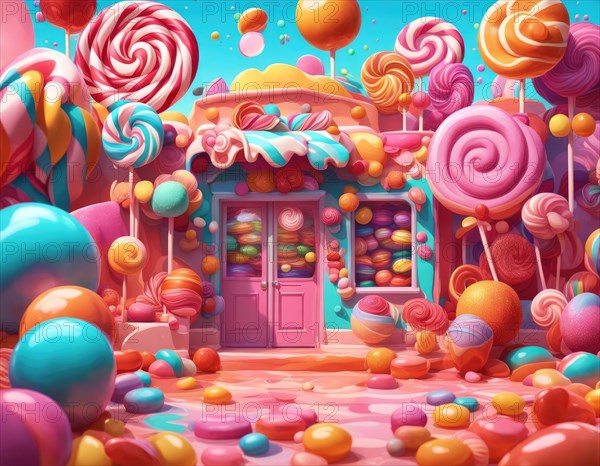 Abstract and fantastic background of colorful candies, AI generated