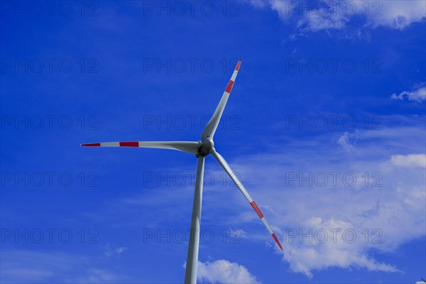 Wind turbine at the Avacon substation Helmstedt, Helmstedt, Lower Saxony, Germany, Europe
