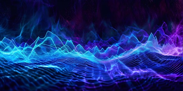 AI generated abstract art conveying sound waves and digital particles