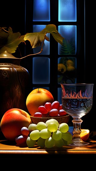 AI generated classic still life composition featuring timeless art elements