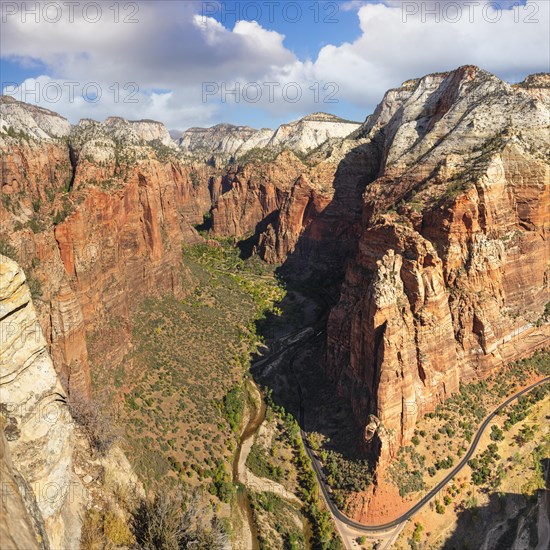 View of Zion Canyon from Angels Landing, Zion National Park, Colorado Plateau, Utah, USA, Zion National Park, Utah, USA, North America