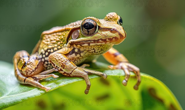 Close-up of Rana arvalis perched on a leaf AI generated