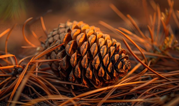 Close-up of a pine in dry pine needles AI generated