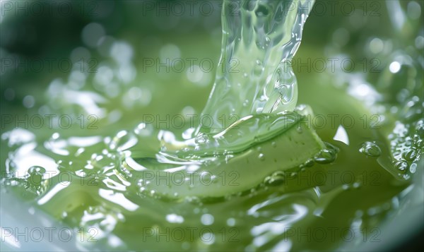 Close-up of aloe vera gel being extracted and blended with botanical oils and essences AI generated