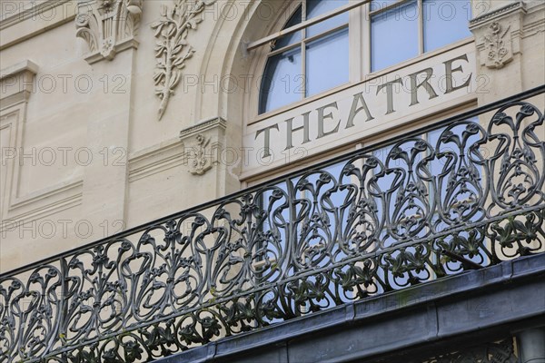 Municipal theatre, Theatre a l'Italienne with balcony railing designed by Hector Guimard in Art Nouveau style and manufactured in the municipal metal foundry Fonderies de Saint-Dizier, Saint-Dizier, Departement Haute-Marne, Region Grand Est, France, Europe