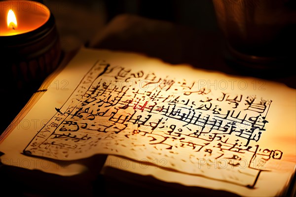 AI generated ancient manuscript with text