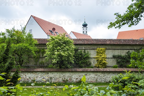 Section of the medieval town wall of Isny im Allgaeu, Baden-Wuerttemberg, Germany, Europe