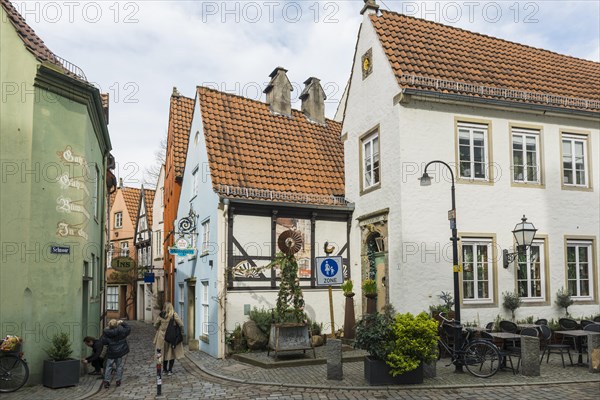 Alley with historic houses, Schnoorviertel, Schnoor, Old Town, Hanseatic City of Bremen, Germany, Europe