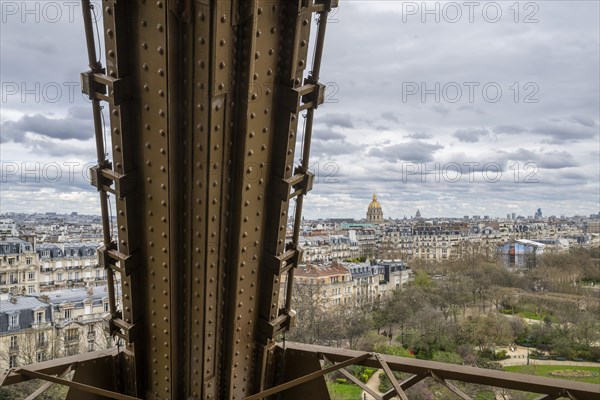 View from the Eiffel Tower to the Invalides, Paris, Ile-de-France, France, Europe