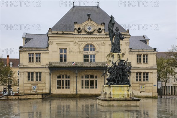 Municipal theatre, Theatre a l'Italienne with balcony railing designed by Hector Guimard in Art Nouveau style and manufactured in the municipal metal foundry Fonderies de Saint-Dizier, Saint-Dizier, Departement Haute-Marne, Region Grand Est, France, Europe