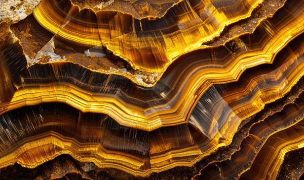 Background adorned with the organic texture of raw tiger's eye semi-gemstones AI generated