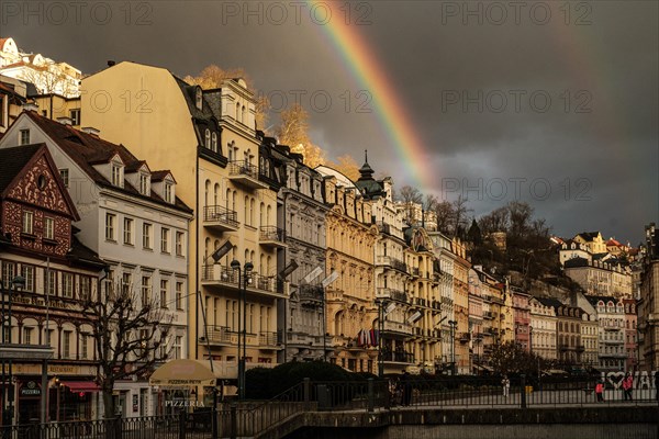 Weather, rainbow, spring, spa, wellness, travel, holiday, relaxation, spa centre, thermal spring, healing water, Karlovy Vary, Bohemia, Czech Republic, Europe