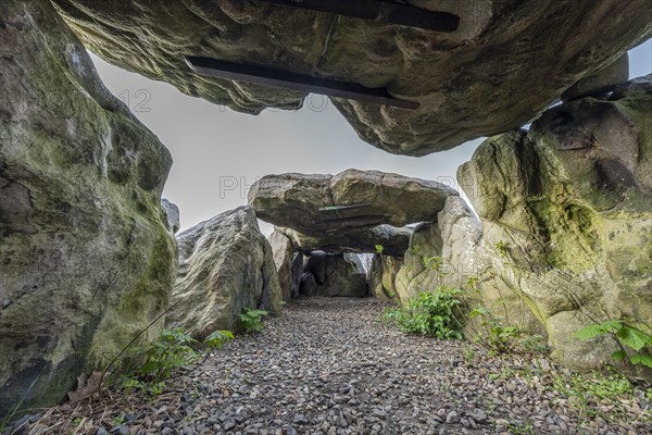 Luebbensteine, two megalithic tombs from the Neolithic period around 3500 BC on the Annenberg near Helmstedt, here the northern grave B (Sprockhoff no. 315), Helmstedt, Lower Saxony, Germany, Europe