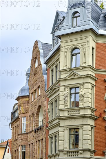 Historic heritage-protected architecture in Frauentorstrasse in the historic city centre of Weimar, Thuringia, Germany, Europe