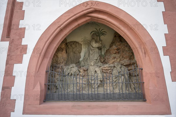 Depiction of the Mount of Olives around 15th century, St Sebasrtian's Church, Sulzfeld am Main, Lower Franconia, Bavaria, Germany, Europe