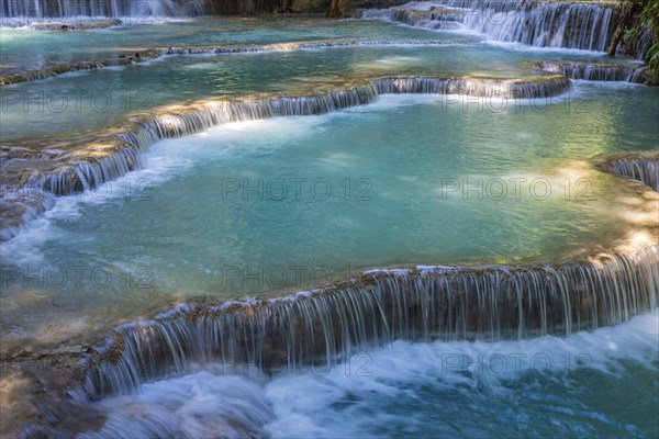 Kuang Si waterfalls in the jungle near Luang Phabang, Luang Prabang, Laos, Asia