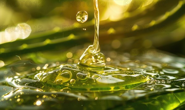 Close-up of aloe vera gel being extracted and blended with botanical oils and essences AI generated