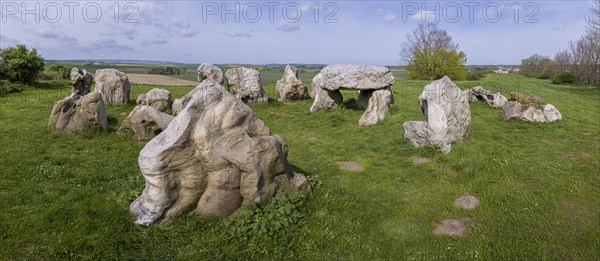 Luebbensteine, two megalithic tombs from the Neolithic period around 3500 BC on the Annenberg near Helmstedt, here the southern grave A (Sprockhoff no. 316), Helmstedt, Lower Saxony, Germany, Europe