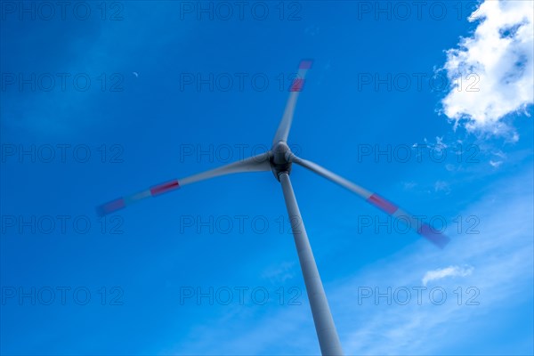 Wind turbine near the Avacon substation Helmstedt, Helmstedt, Lower Saxony, Germany, Europe