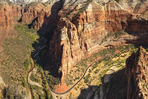 View of Zion Canyon from Angels Landing, Zion National Park, Colorado Plateau, Utah, USA, Zion National Park, Utah, USA, North America