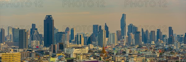 Panorama from Chinatown to the skyline of Bangkok, Thailand, Asia