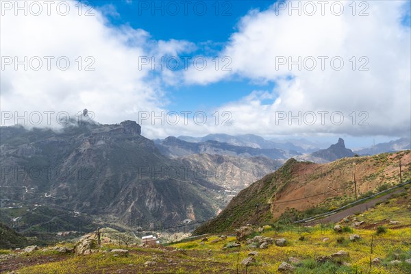Beautiful landscape of Roque Nublo from a viewpoint. Gran Canaria, Spain, Europe