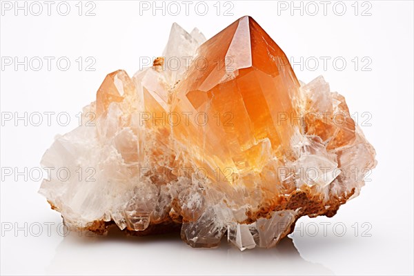 Calcite crystal on white background. KI generiert, generiert, AI generated