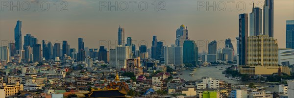 Panorama from Chinatown to the skyline of Bangkok, Thailand, Asia
