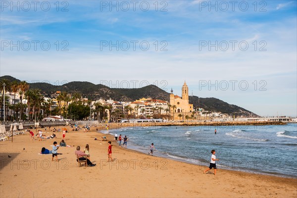 Beach and promenade in Sitges, Spain, Europe