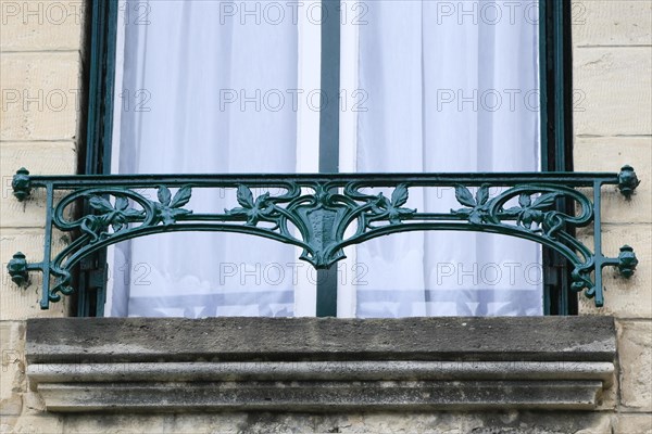 Window railings and balconies on residential buildings designed by Hector Guimard in the Art Nouveau style and produced in the municipal metal foundry Fonderies de Saint-Dizier, Saint-Dizier, Haute-Marne department, Grand Est region, France, Europe