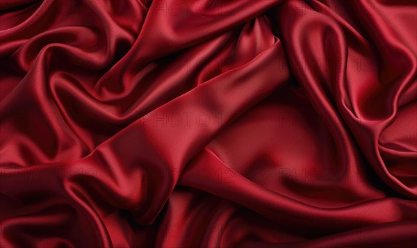 Background covered in opulent silk fabric in deep ruby red AI generated