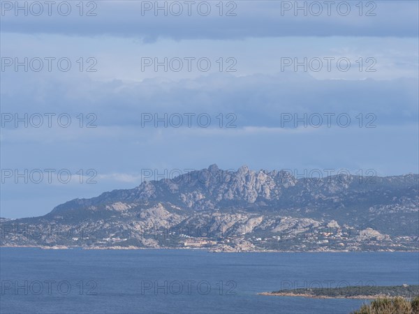 View of the mountainous coast near La Maddalena, granite rocks, near Palau, Sardinia, Italy, Europe