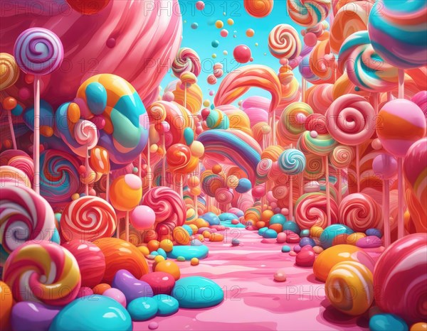 Abstract and fantastic background of colorful candies, AI generated