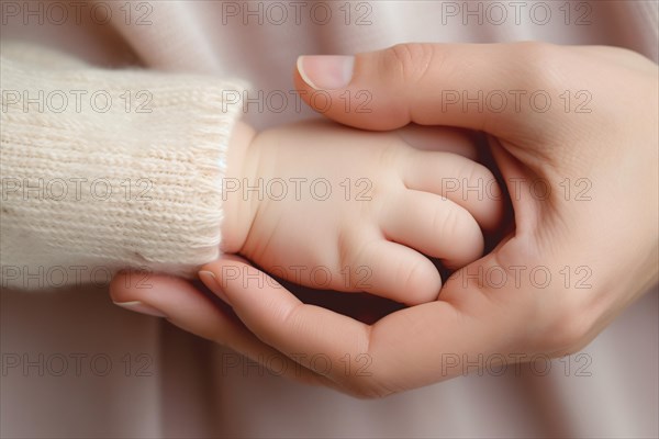 Mother holding hand of small baby. KI generiert, generiert, AI generated