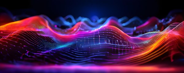 AI generated abstract art conveying sound waves and digital particles