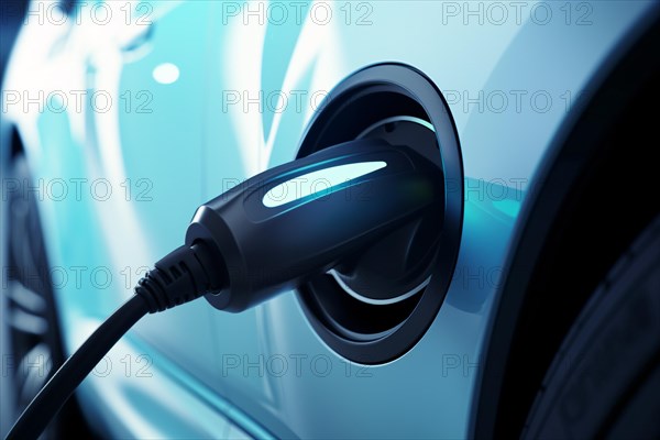 Electric plug charging e-car. KI generiert, generiert, AI generated