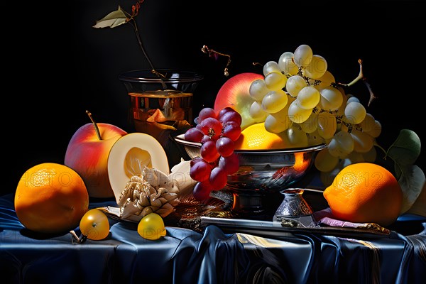 AI generated classic still life composition featuring timeless art elements