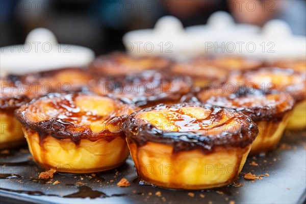 Pastel de Nata or pastel de Belem, a Portuguese egg custard tart pastry. KI generiert, generiert, AI generated