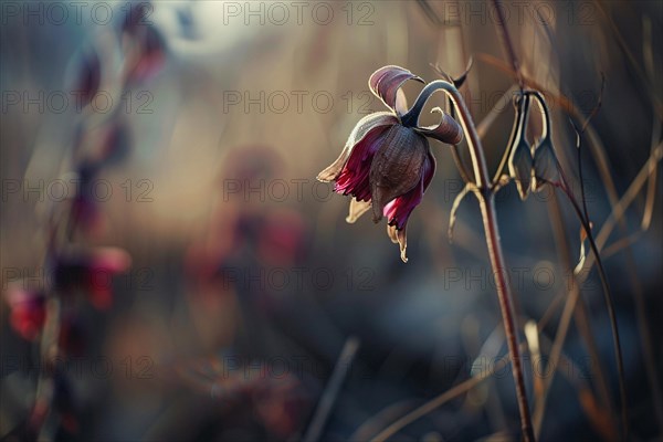 Close up of withered dry flower. KI generiert, generiert, AI generated